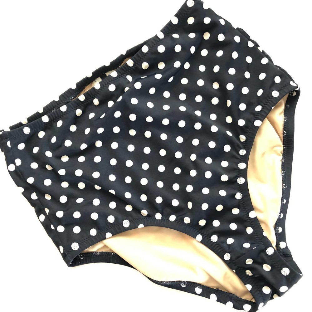 J. Crew High Waisted Swim Bottoms Navy Polka Dots​​​​